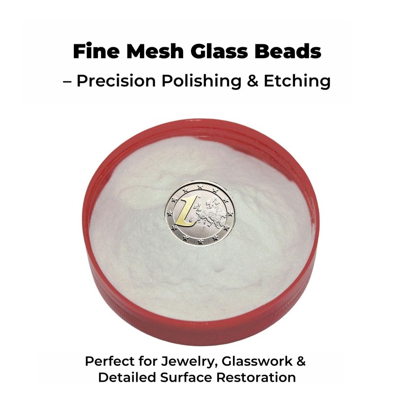 Glass Bead Media for Sandblasting – 8LB Non-Silica Reusable Blasting