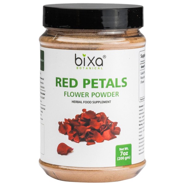 bixa BOTANICAL Red Rose Petals Powder (Rosa Damascena), Supports Cooling Effect on Body 7 Oz (200g)