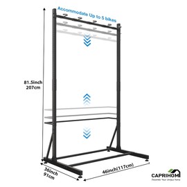 Caprihom Freestanding Bike Rack Garage - Hold Up to 5 Bicycle Vertical Bike Stand Floor Indoor Bike Storage Organizer Bike Hangers for Garage