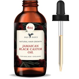 Pure and Organic Jamaican Black Castor Oil for Hair Growth – Rich in Omega Fatty Acids – Enhance Shine, Strength, and Thickness – Scalp Oil, Hair Care and Eyelash/Eyebrow Growth – 4 oz