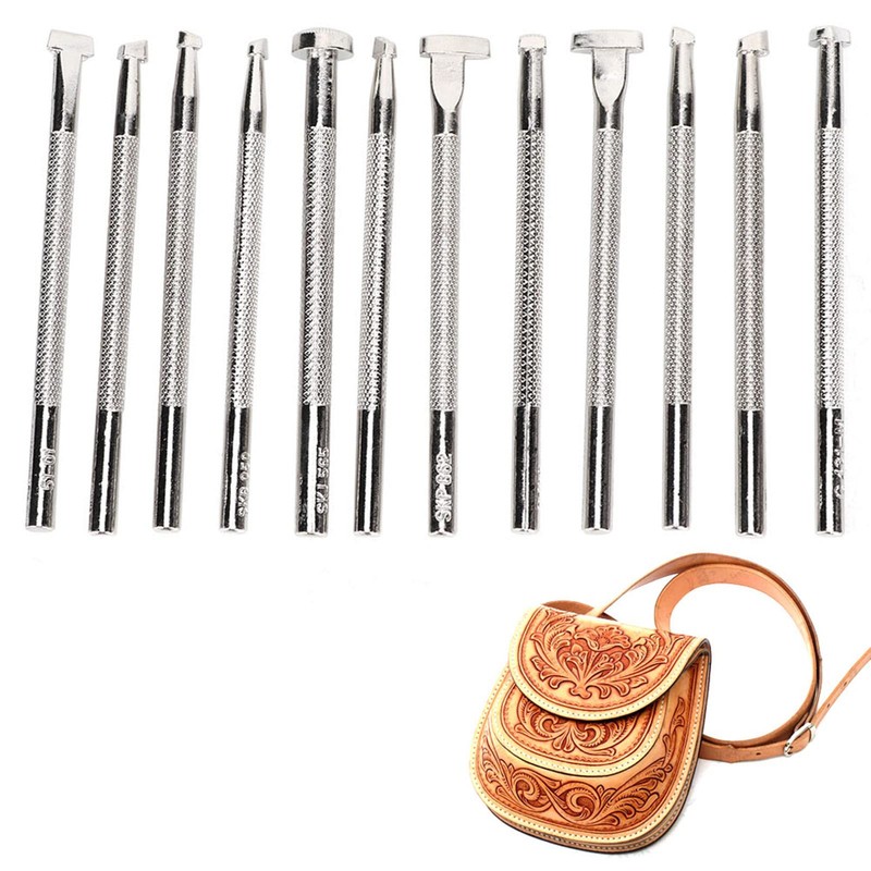 12pcs Leather Punch Tool Set Stamp Steel Punch Tool Leather