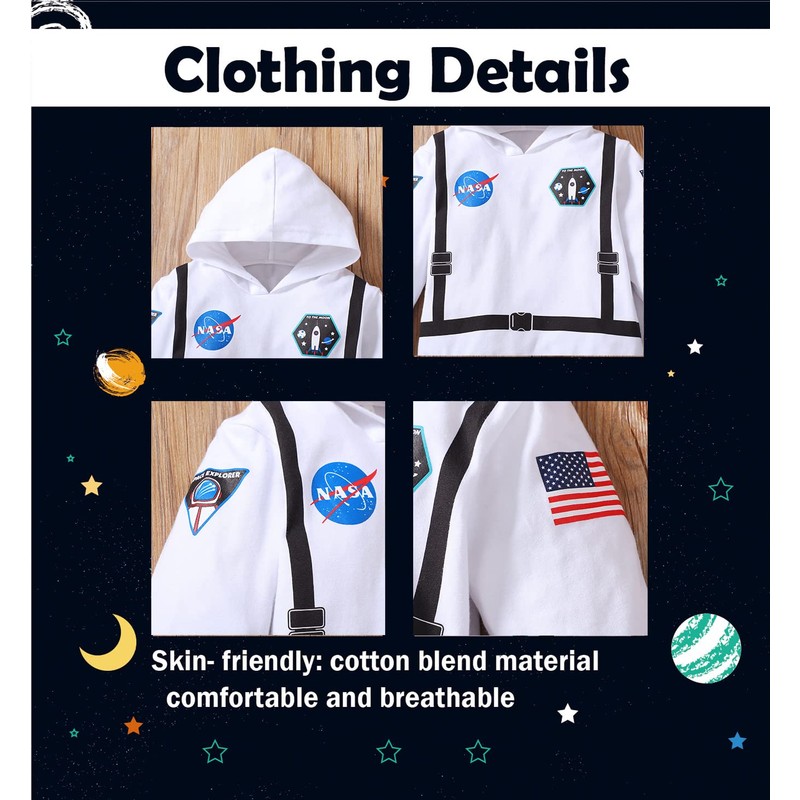 Singcoco - Traje de bebé para niño pequeño, Blanco-astronauta, 6
