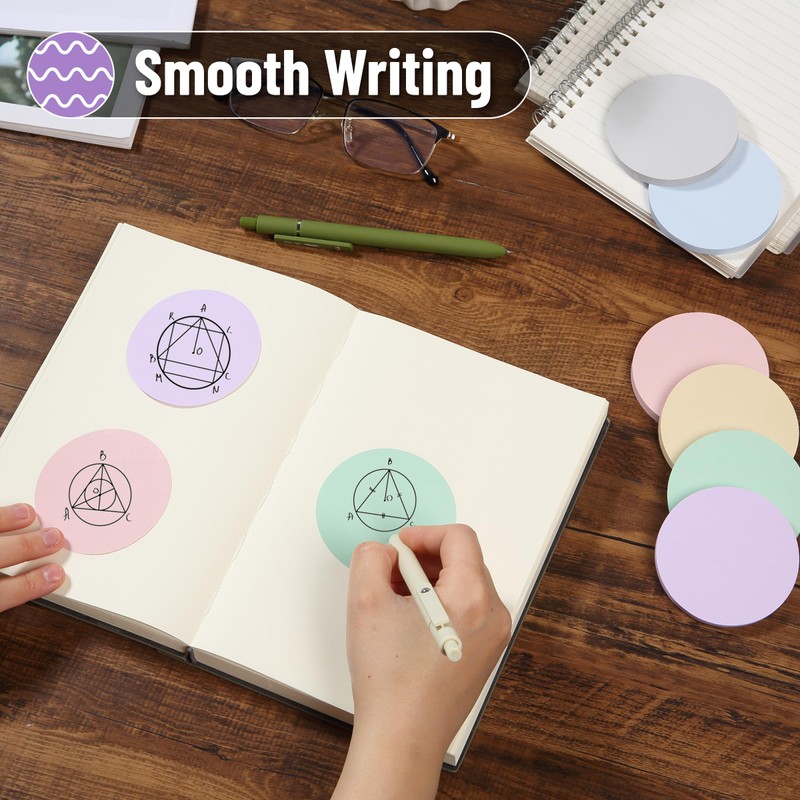 Mr. Pen Round Sticky Notes - 12 Pads, 720 Sheets,
