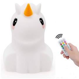 Tianhaixing Night Light for Kids Silicone Unicorn Night Light 9 Colors Baby Light Bedside Lamp Rechargeable Remote LED Children Night Light for Toddlers/Boys/Girls/Adults/Bedroom/Bathroom/Outdoor