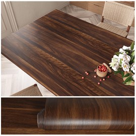 VEELIKE Large Size Natural Walnut Wood Contact Paper for Countertops Waterproof Peel and Stick 32''x354'' Brown Wood Wallpaper Removable Self Adhesive Wood Grain Contact Paper for Cabinets Desk Walls