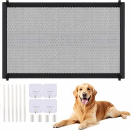 Extendable Door Safety Gate, Stair Safety Gate, Portable Pet Doors, Dog Barrier, Dog Safety Gate, No Drilling, with 4 Hooks and 6 Plastic Supports, 110 x 72 cm