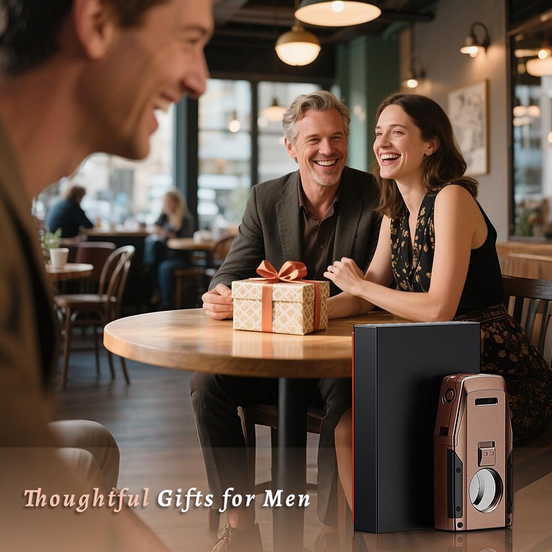 All-in-One Torch Lighter with Straight Cutter, Holder, Built-in Punch Tool,