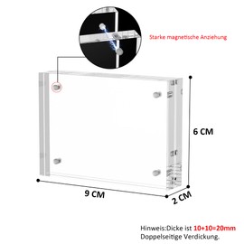 Hexsonhoma Acrylic Picture Frame 6 x 9 cm, Pack of 4, Clear Double-Sided Magnetic Photo Frame, Freestanding Frameless Picture Display, Purse Small Picture Frame for 6 x 9 cm