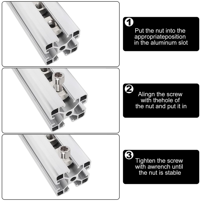 Amentalove Set of 42 T-Slot Nuts M8 with Centring Ball