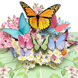 Pop Up Birthday Cards Butterfly Flower, 3D Greeting Cards for Women Wife Mom Sister Aunt Grandmother Cousin Friend Daughter in Law, Suitable Anniversary and Thank you,With Envelope&Message Card
