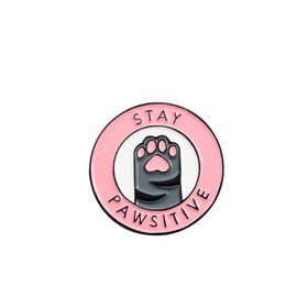 Stay Pawsitive Pink Cat Paw Cartoon Cowboy Brooch Enamel Pins Metal Brooch for Women Badge Pine Metalicos Brooch Accessories, Alloy Steel, Metal, steel