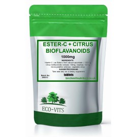ECO-VITS Ester-C 1000mg Vitamin C Supplement 180 Tablets with ROSEHIPS and Citrus BIOFLAVONOIDS, HIGH Absorption