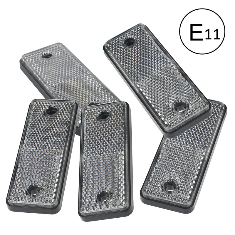 Yinaolan 10 Pack White Screw on Rectangular Reflectors, E11 Approval