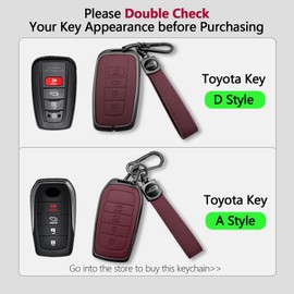 BXQATMB for Toyota Key Fob Coverwith Leather zinc Alloy Keychains,for 2022-2024 2025 Toyota Tundra, for 2023-2025 Sequoia,for Camry 2025, for 2024 Grand Highlander,for 2024 Tacoma(Red)