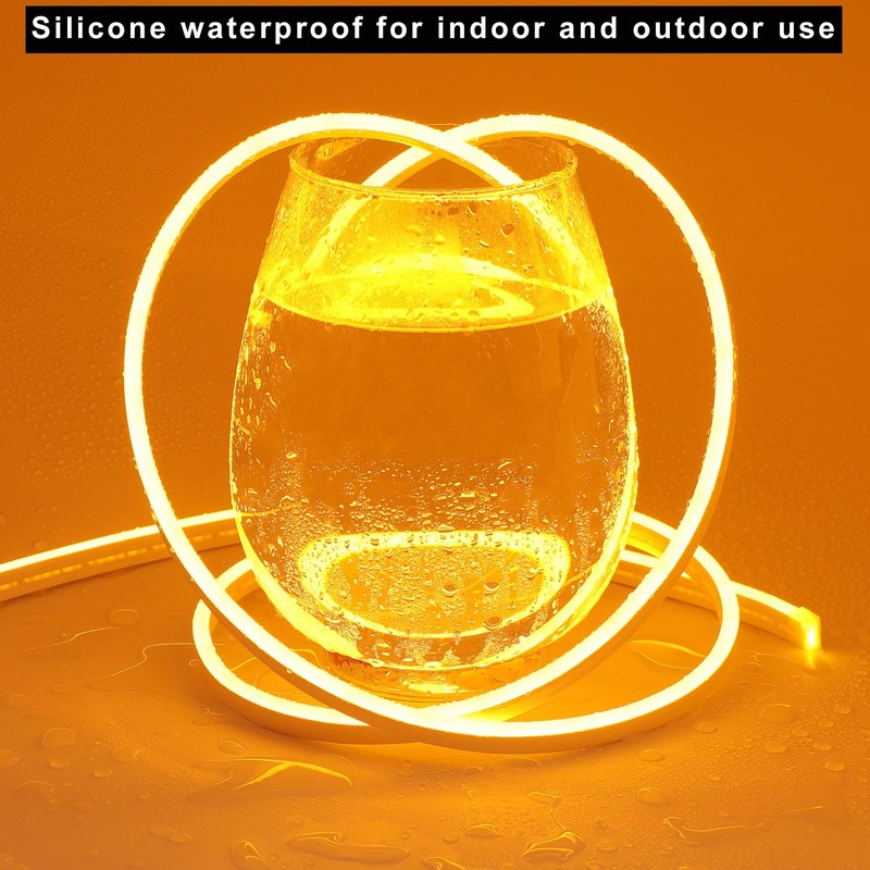 TOPAI Neon LED Strip Lights, 24V Yellow LED Strip Waterproof,