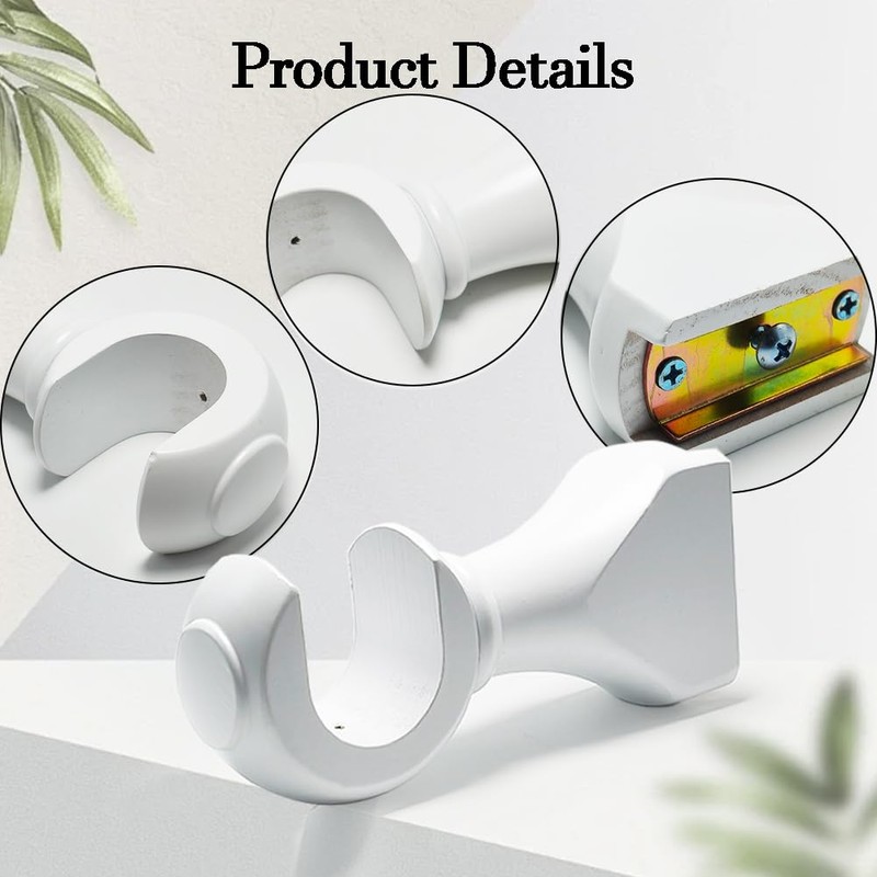 Wood Curtain Rod Brackets, MfhdgXAvs 2Pcs Wall Mount White Closet
