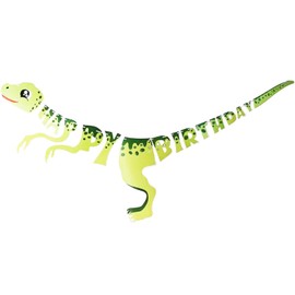 Dinosaur Happy Birthday Party Banner, Cartoon Prehistoric Rex Garland, Kids Dino Themed Birthday Decorations, Fun Wall Hanging Letter Bunting for Children's Party Supplies