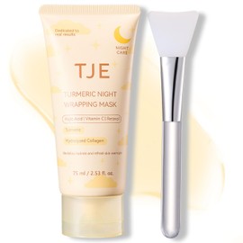TJE Turmeric Collagen Night Wrapping Mask with Kojic Acid, Vitamin C, Turmeric Overnight Peel Off Face Mask for Clear Skin