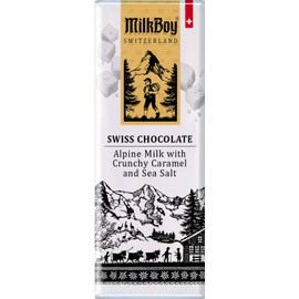 Milkboy Swiss Chocolates - Alpine Milk Chocolate Bars with Crunchy Caramel & Sea Salt (Crunchy Caramel & Sea Salt, 40g (Pack of 10))