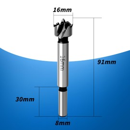 Forstner Drill Bit Multi-tooth Wood Drill Bit 16 mm Flat Wing Drill Bit with Round Shank Wood Drill Bit for Drilling in Wood, Plywood, Plastic