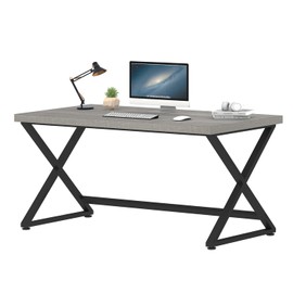 IBF Gray Desk, Industrial 47 in Computer Desk for Writing Study, Simple Wooden Metal Executive Work Desk for Home Office, Modern Pc Gaming Laptop Workstation Computer Table in Bedroom, Light Grey Oak