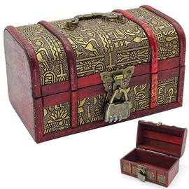 HAOBIN Treasure Chest Wooden Chest Money Box Treasure Chest Made of Wood Treasure Chest Wooden Box with Lid Pirate Chest Retro Treasure Chest Made of Wood with Lid Gift Box for Decoration and Storage