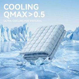 Cooling Mat for Dogs，44"X32" Extra Large Pet Pad，Q-Max>0.5 Rapid Cooling Dense Weave Fabric，Washable Kennel Mat with Non-Slip Bottom (Light Blue, XL)