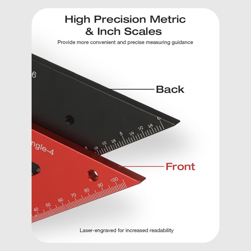 Double Triangle Ruler Detachable 4 Inch and 6 Inch Aluminum