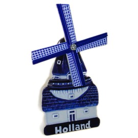 Souvenir Magnet Windmill Holland Delft Blue 10.5 x 6.5 cm Fridge Magnet GMTX 16727
