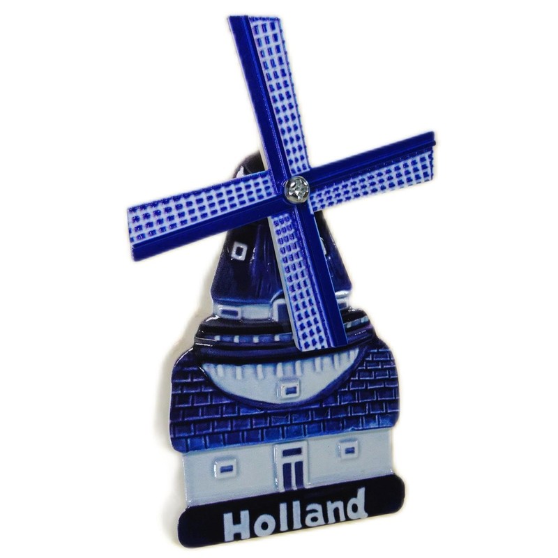 Souvenir Magnet Windmill Holland Delft Blue 10.5 x 6.5 cm