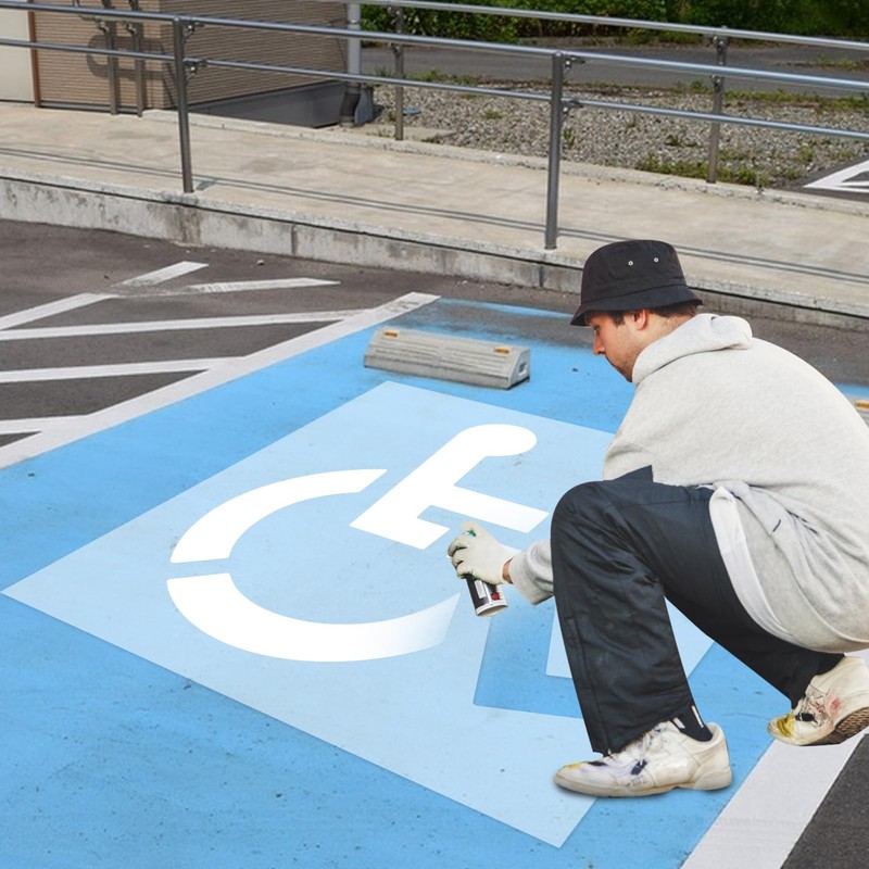 Handicap Parking Stencil, 33 x 36 inches, Reusable Silicone Template,