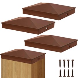 Azdele 4x6 Heavy Duty Aluminum Pyramid Post Caps Cover for 4x6 Nominal Wood Post(Actual 3.5" x 5.5" Post Size), with Matte Finish Powder Coated Surface, Fences Wood Post of Decks or Corridors,4Pack