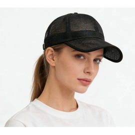 LOJAX Mesh Cap, Men's, Large Size, 23.6 - 24.8 inches (60 - 63 cm), Summer, Quick Drying, Plain, Casual, Mountain Climbing Baseball Cap, Unisex (Black)