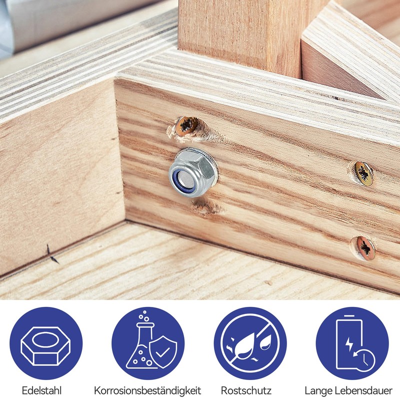 Pack of 180 Locking Nuts Assortment Set, M3 M4 M5