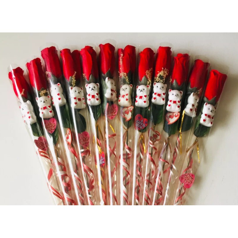 Melody Rose 12 pc Red Rose Flower&B.Bear Valentine's Day/Wedding/Ch
