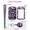 Pawfly Floral Sliding Badge Holder Purple Flower Plastic Case with