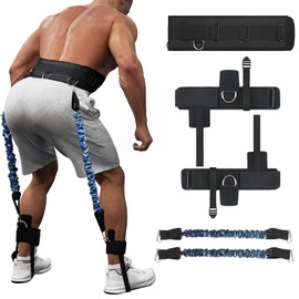 Vertical Jumping Trainer with Adjustable Ankle Strap & Belt Horizontal Workout Equipment Leg Resistance Bands for Basketball Football Volleyball Training Equipment