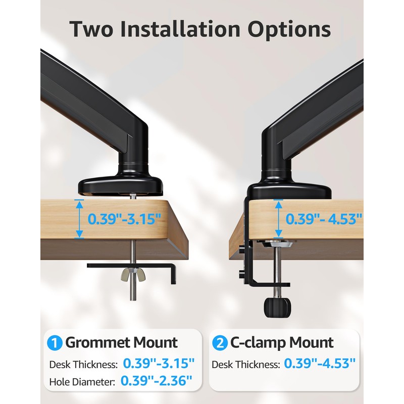 MOUNTUP Single Monitor Desk Mount, Adjustable Gas Spring Monitor Arm