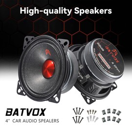 GRTSKY MX40P1 Loudspeaker 4 Inch Midrange 120 Watts 4 Ohms Red Dust Cap, Premium Quality Audio Door Speakers for Car or Truck Stereo Sound System, Black (2 Speakers)