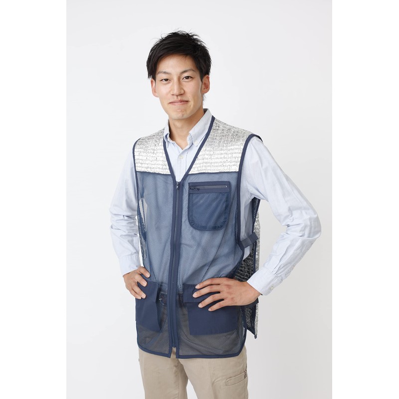 Ryoka-chan SHABO Cool Thermal Vest, Unisex, Heatstroke Prevention, navy (silver)