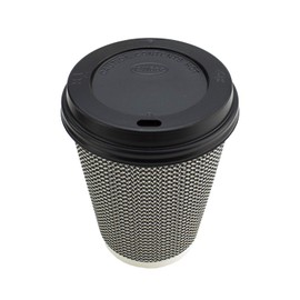 Signature Ripple Hot Cups - 12 oz Disposable Coffee Cups for Takeaway Drinks - 50 Cups and 50 Lids - Triple Wall Insulated Paper Cups for Hot Drinks and Leak Proof Lids