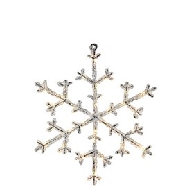 Star LED-Acryl-Schneeflocke Icy, 30 warm white LED, ca. 30 x 26 cm, schwarz/klar Timer, batteriebetrieben