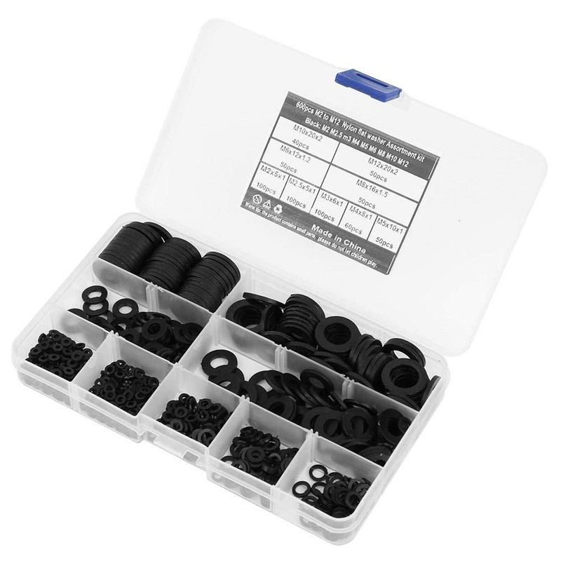 Nylon Washer Nylon Seal Black, M2-M12 Black Washer Assortment Set,