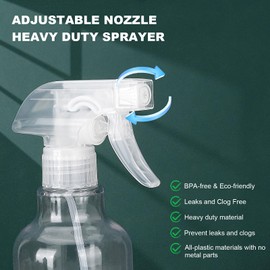 Hethyo Spray Bottles 16.9oz Plastic Spray Bottle for Hair Mist/Stream Heavy Duty Empty Spray Bottles for Cleaning Solutions, Plants, Cooking (16.9oz-Clear)