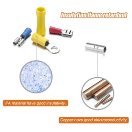 GETUOPT Crimp Connectors 480pcs, Connectors with 30 Types, Multipurpose Copper Core Electrical Connectors Terminals Crimp, Connector Ring Fork Spade Butt Connector Kit