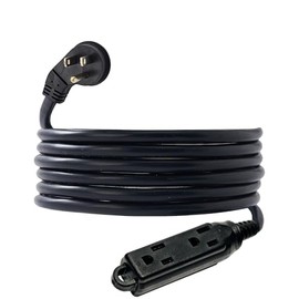 PALARINE Indoor Extension Cord 3 Outlets Flat Plug Power Strip, UL Listed, 16 Gauge 10 ft Black 3 Prong Heavy Duty Flat Plug Extension Cord Multiple Outlets, 16/3 SJTW 13A Outlet Extender