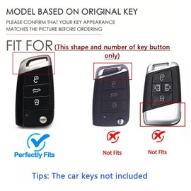 SANRILY Carbon Fiber Pattern Red 3 Button Flip Key Fob Cover Case Fit for VW Golf Jetta Golf R Golf MK7 Keyless with Keychain