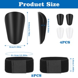 2 Pairs Mini Shin Pads Football, Small Shin Pads, Football Black & White Mini Shin Pads with Elastic Straps, Professional Shin Pads for Football for Boys and Girls