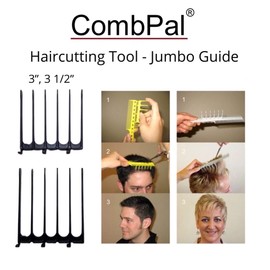 CombPal Scissor Clipper Over Comb - Barber Hair Cutting Tool with Jumbo Guide for DIY Home Haircuts (Black)