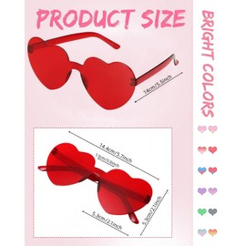 GCQJOQ 20 Pairs Heart Sunglasses for Women, Valentine's Day Party Favor Heart Shaped Glasses (Red)